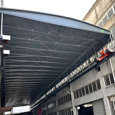 大型商用电动推拉雨棚大跨度设计一键开合适合厂区通道工厂遮雨棚